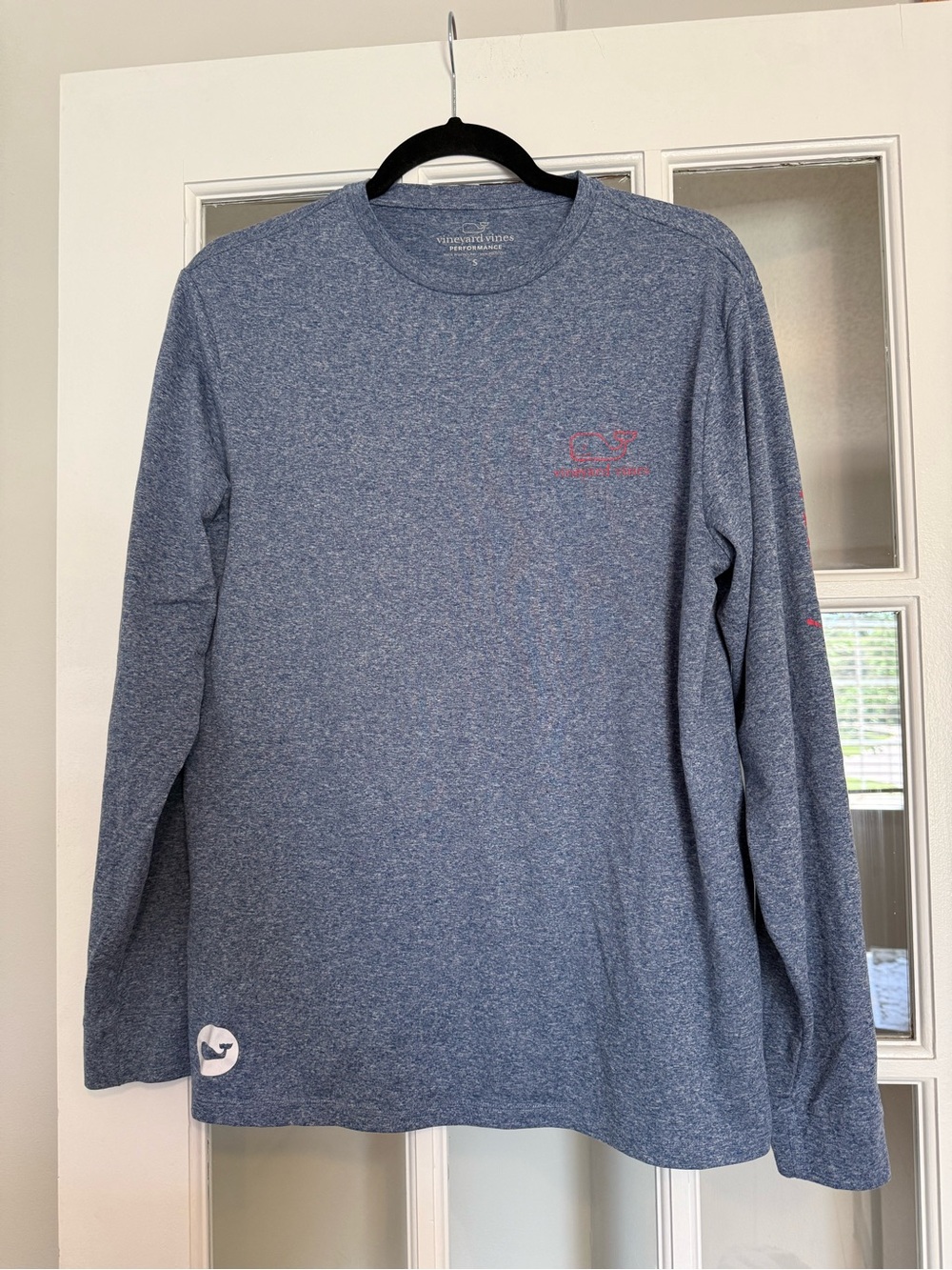 Vineyard Vines Men’s Long Sleeve Heathered Navy Blue Performance Tee